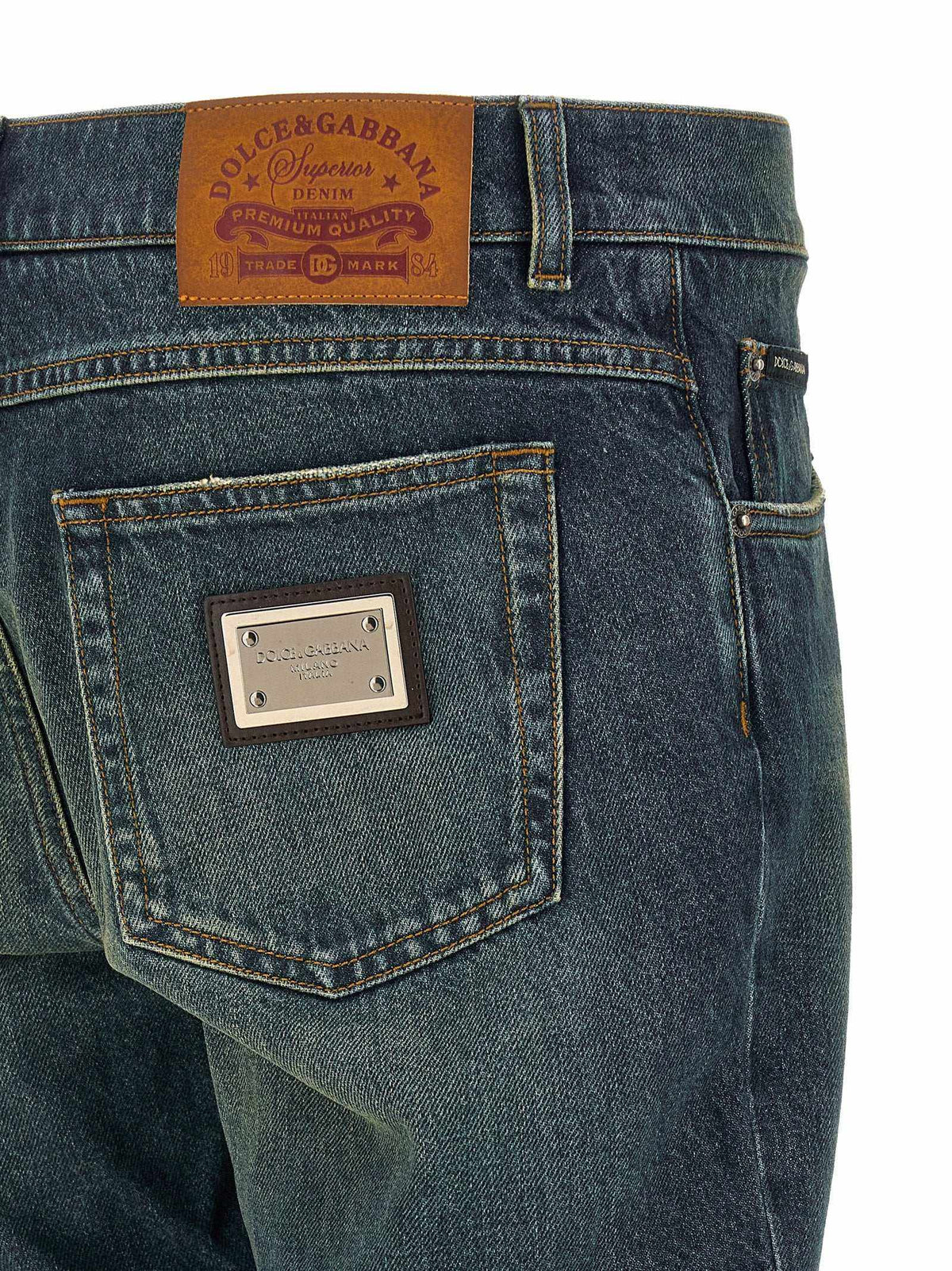 Dolce & Gabbana blaue Jeans aus Baumwolle mit geradem Schnitt und Used-Look