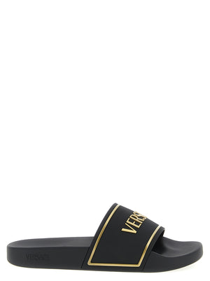 Versace schwarze Polyurethan-Slides