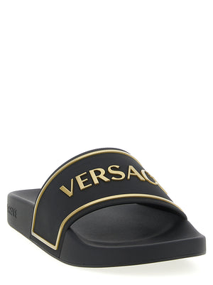 Versace schwarze Polyurethan-Slides
