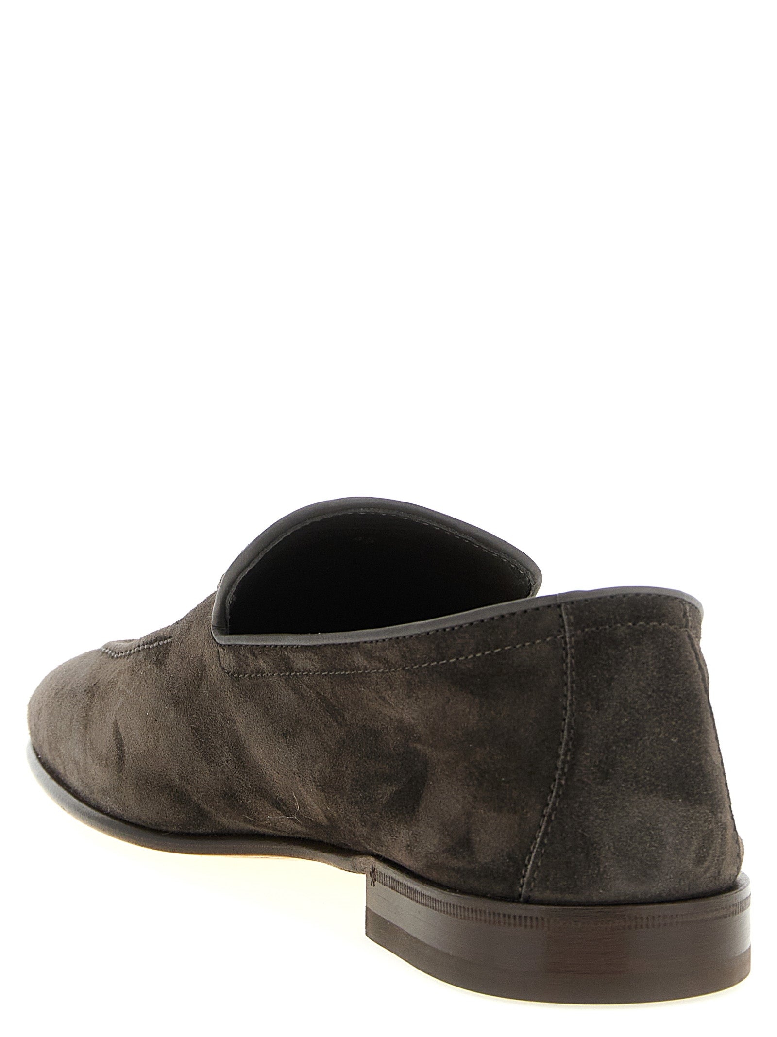 Brunello Cucinelli Graue Kalbsleder-Slipper