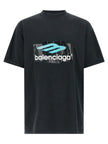 Balenciaga Schwarzes Baumwoll-T-Shirt