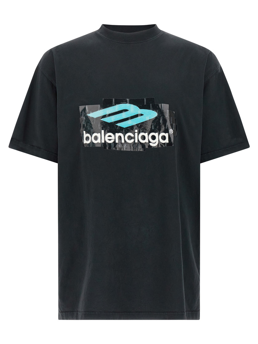 Balenciaga Schwarzes Baumwoll-T-Shirt