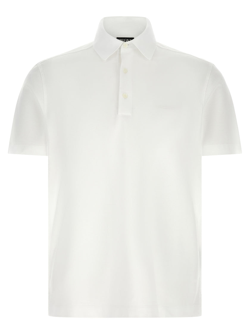 ZEGNA Weißes Poloshirt aus Baumwolle