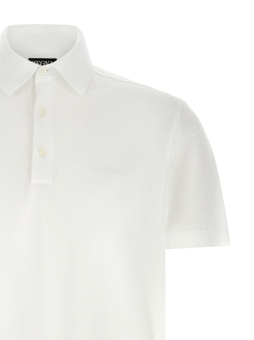 ZEGNA Weißes Poloshirt aus Baumwolle