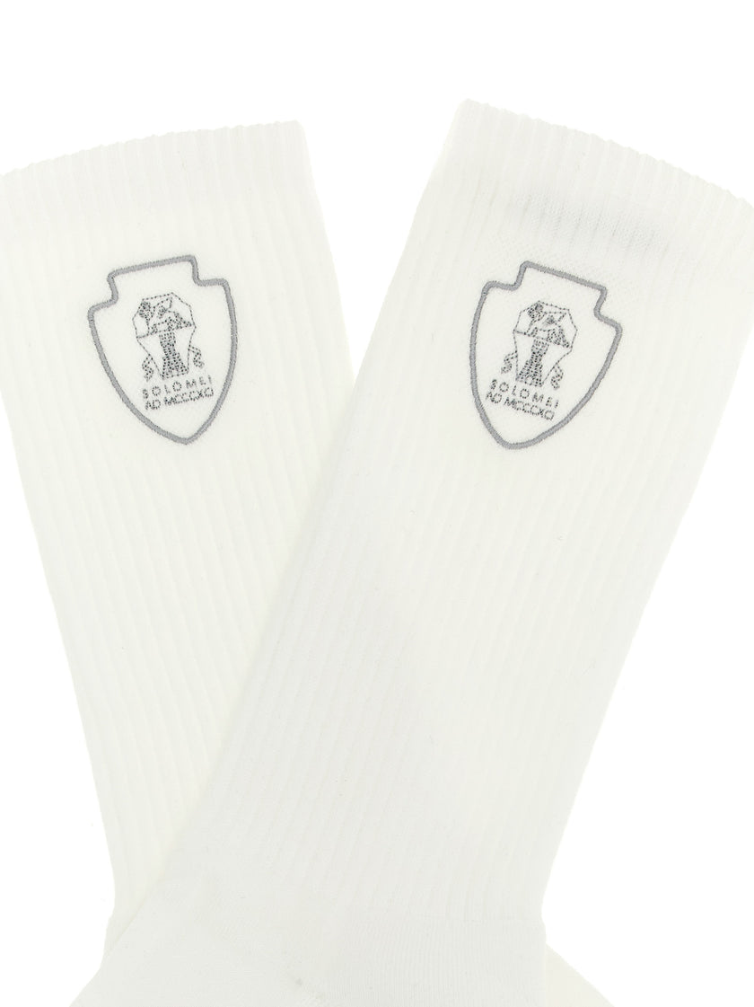 Brunello Cucinelli Weiße Baumwollsocken