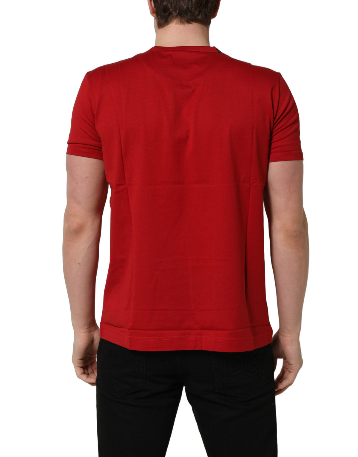 Dolce & Gabbana Red Goodluck 2023 Crew Neck Cotton T-Shirt