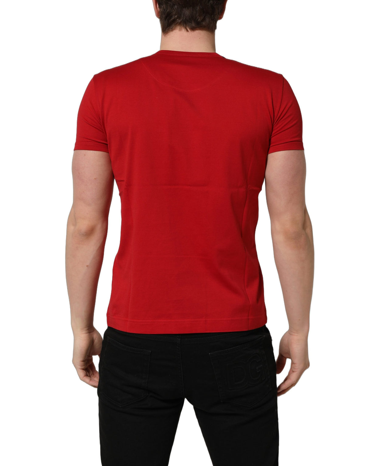 Dolce & Gabbana Red Goodluck 2023 Crew Neck Cotton T-Shirt