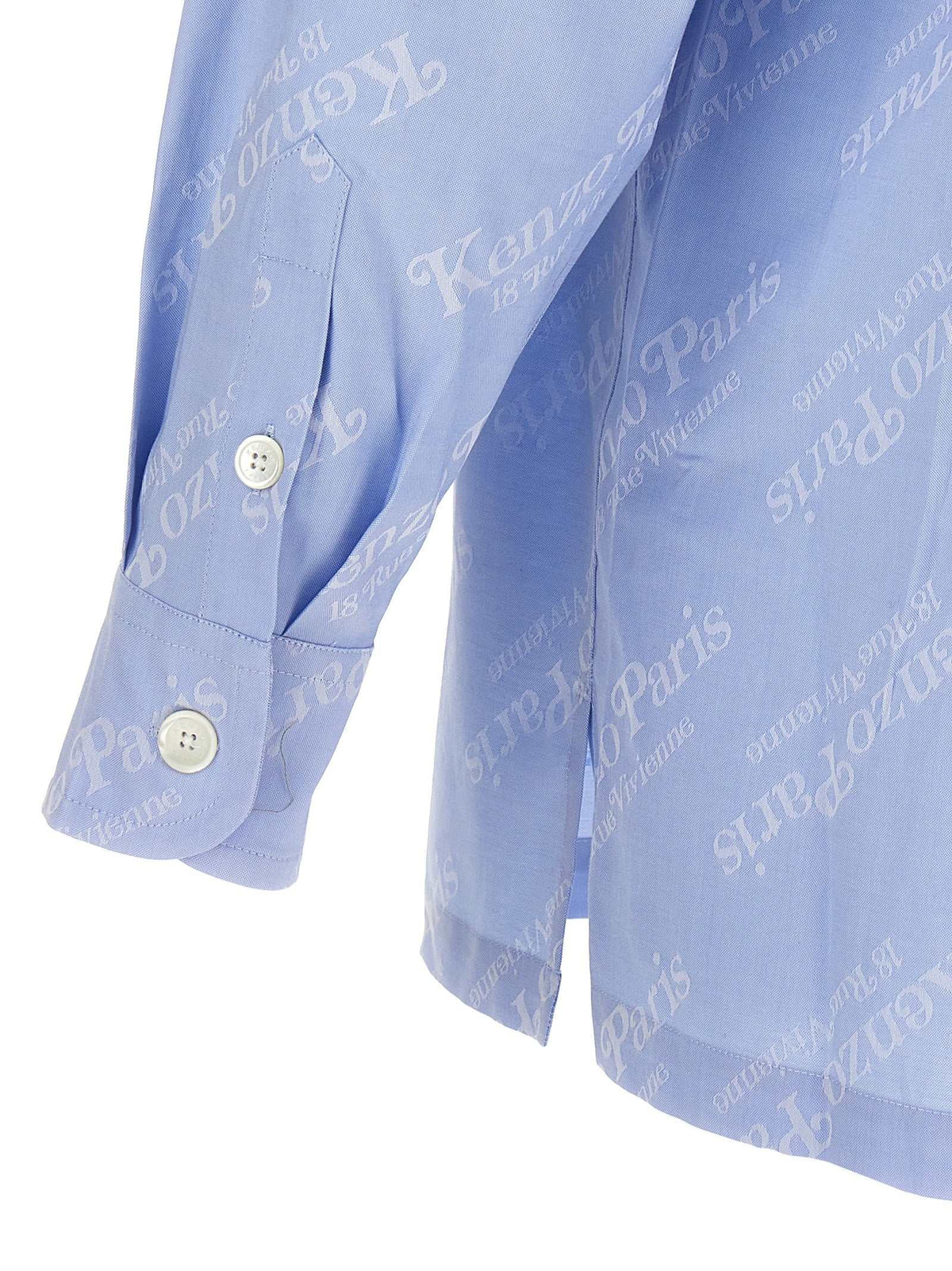 Kenzo blaue Baumwollbluse mit Logo-Design und Brusttasche, hellblau, 100% Baumwolle