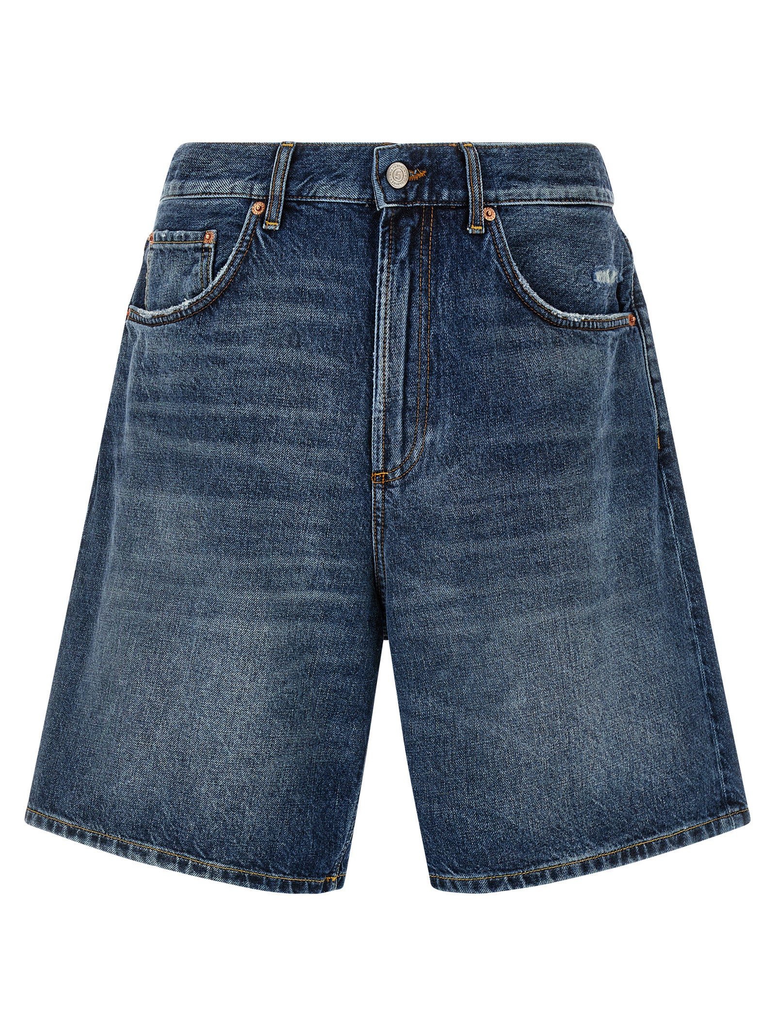 Department 5 Blaue Baumwoll-Bermudashorts