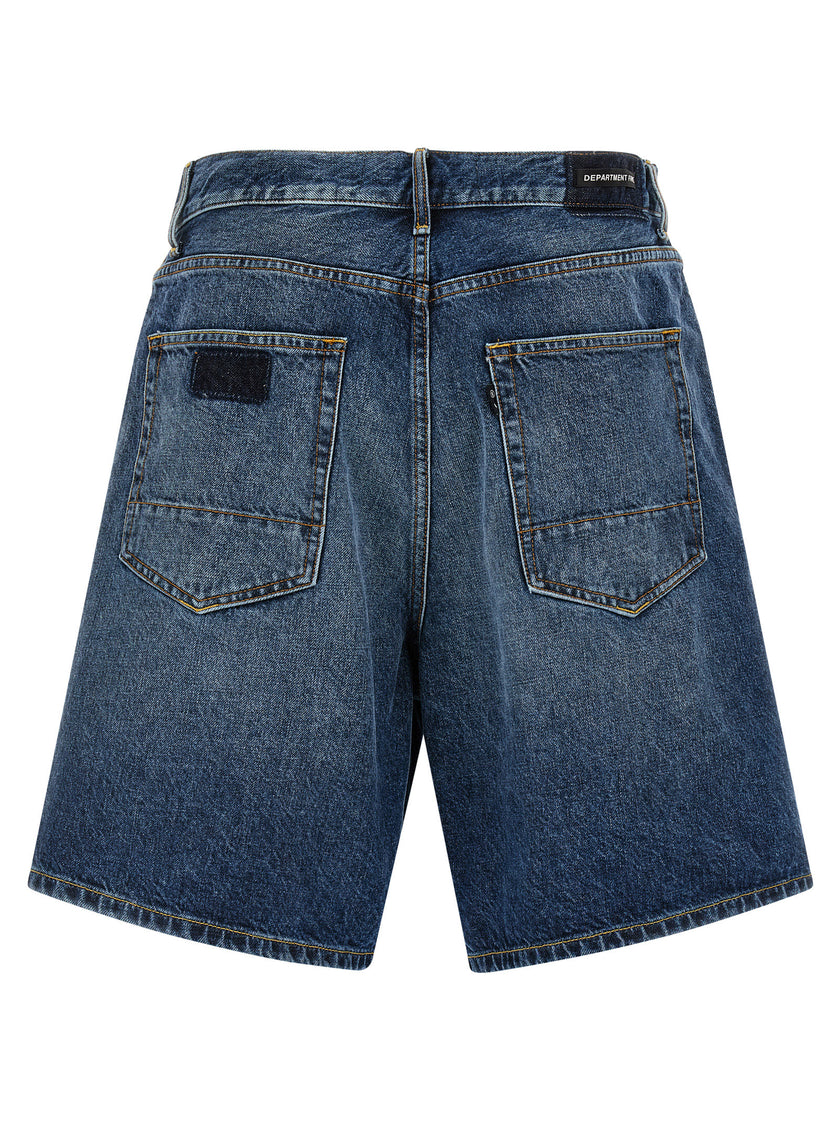Department 5 Blaue Baumwoll-Bermudashorts