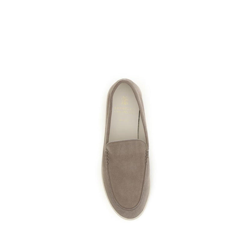 Brunello Cucinelli Graue Kalbsleder Bos Taurus Slipper-Loafer