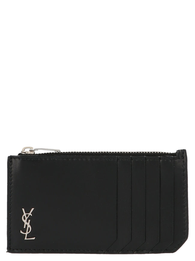 Saint Laurent Schwarzer Kalbsleder-Kartenetui