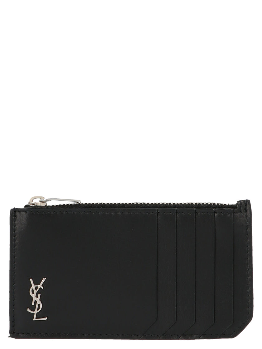 Saint Laurent Schwarzer Kalbsleder-Kartenetui