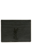 Saint Laurent Kartenetui aus schwarzem Lammleder