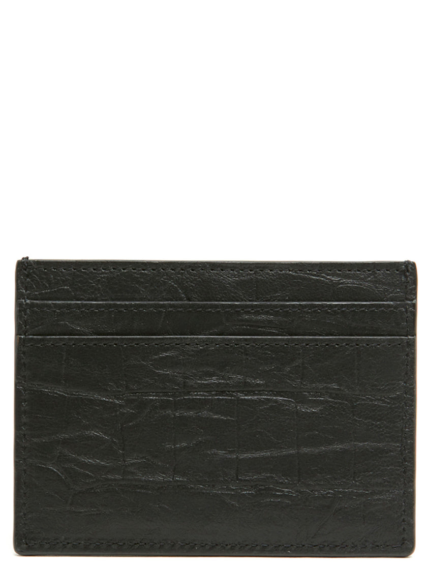 Saint Laurent Kartenetui aus schwarzem Lammleder