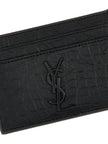 Saint Laurent Kartenetui aus schwarzem Lammleder