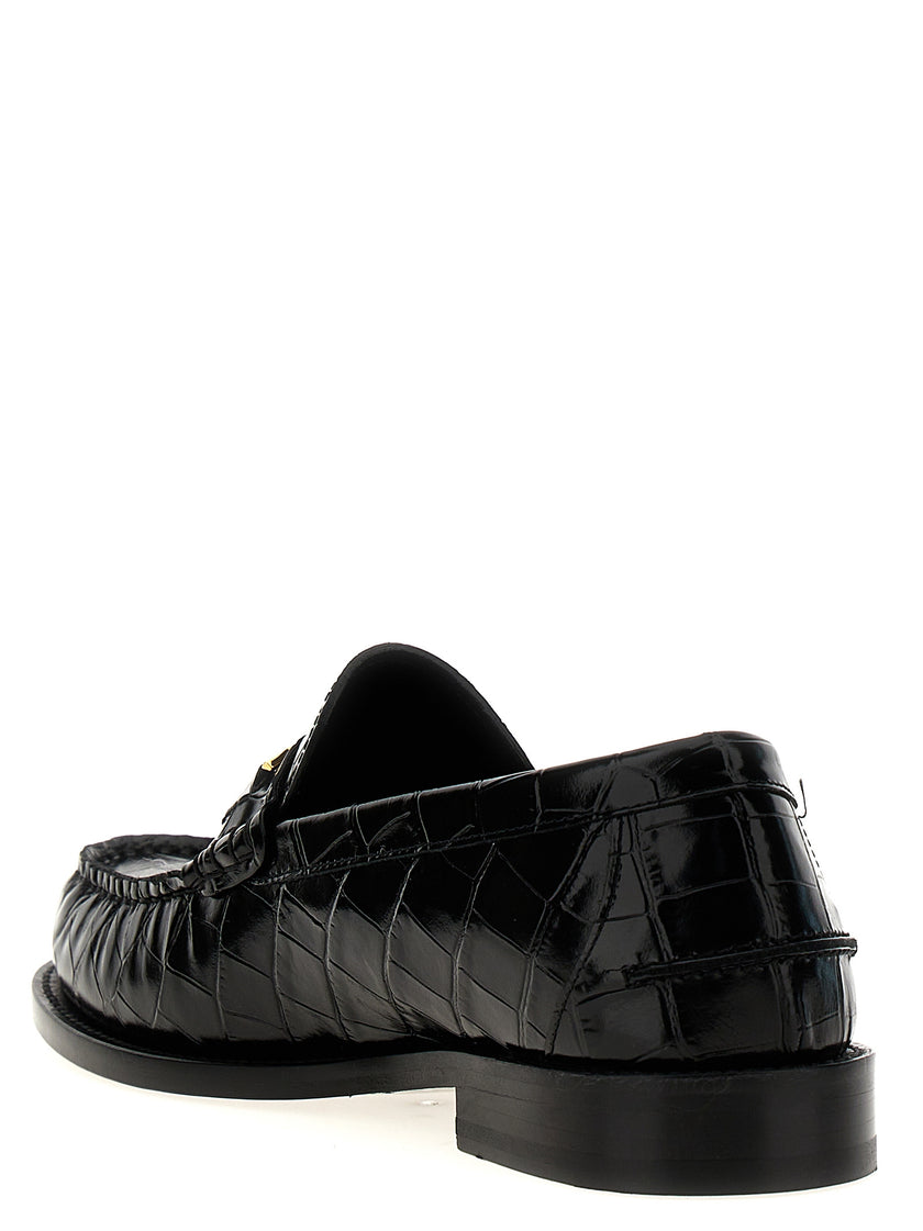 Versace Schwarze Loafer aus Samt und Leder zum Hineinschlüpfen