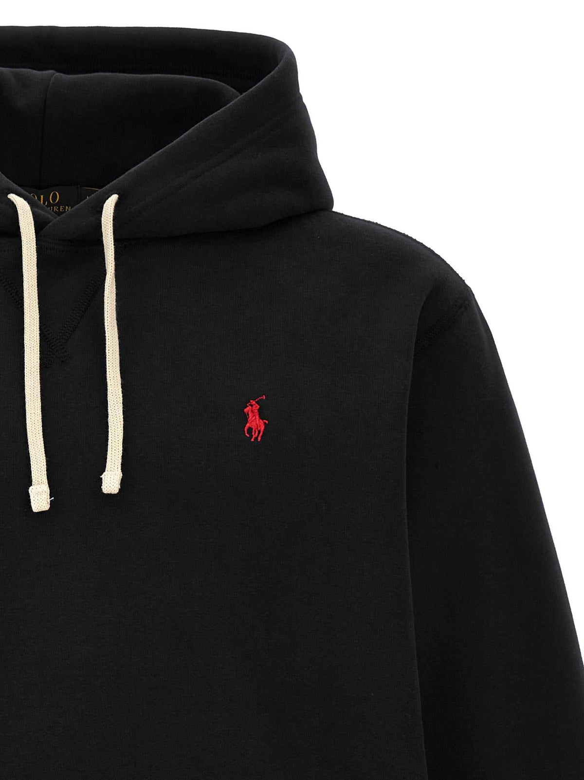 Schwarzes Polo Ralph Lauren Sweatshirt aus Baumwoll-Polyester mit Logo und Kängurutasche