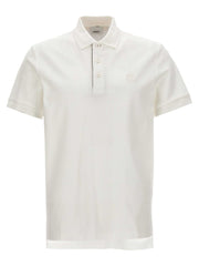 Burberry weißes Poloshirt aus 100% Baumwolle mit Ton-in-Ton-Logo-Stickerei