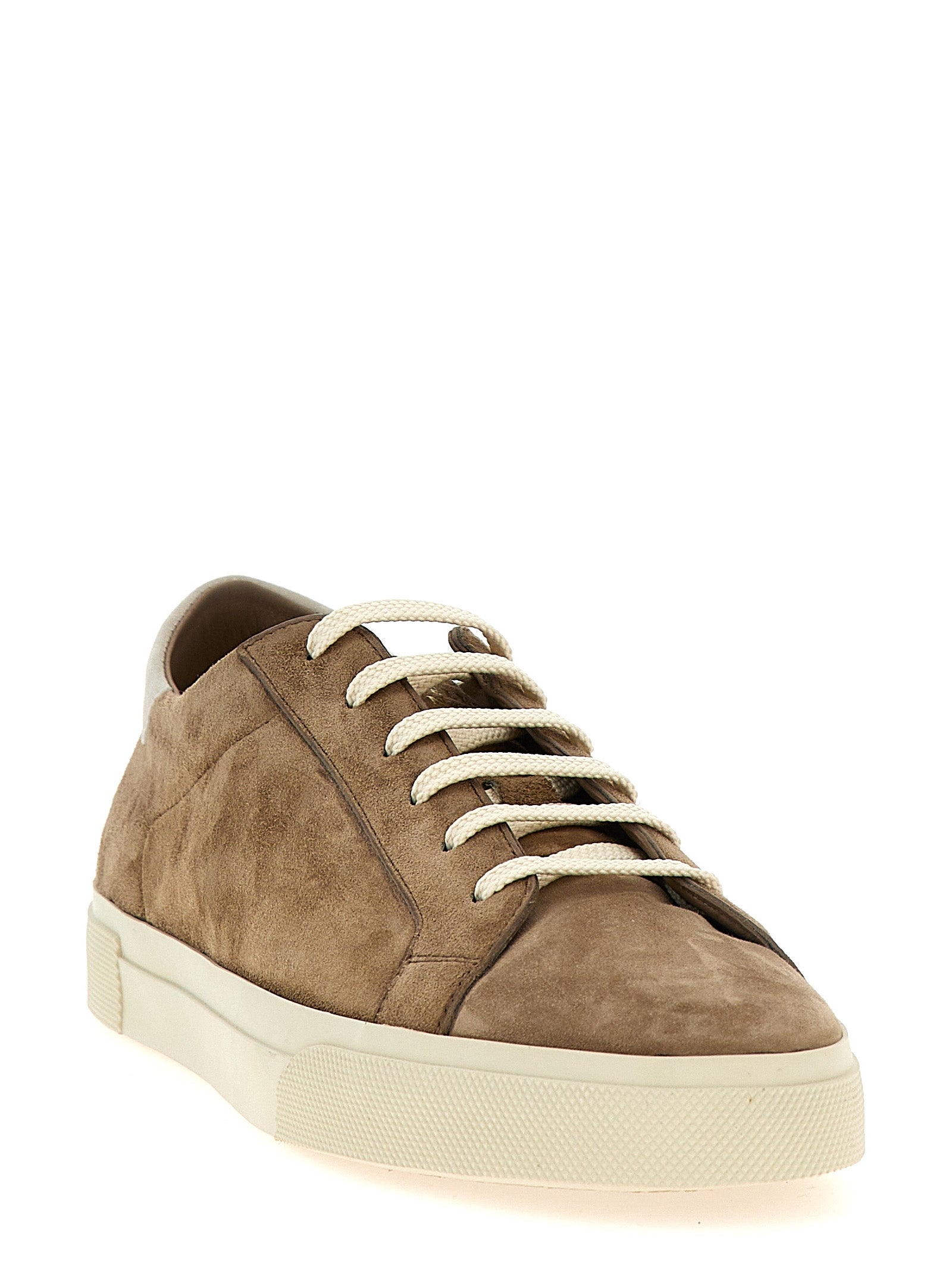 Brunello Cucinelli Beige Kalbsleder Low-Top-Sneaker