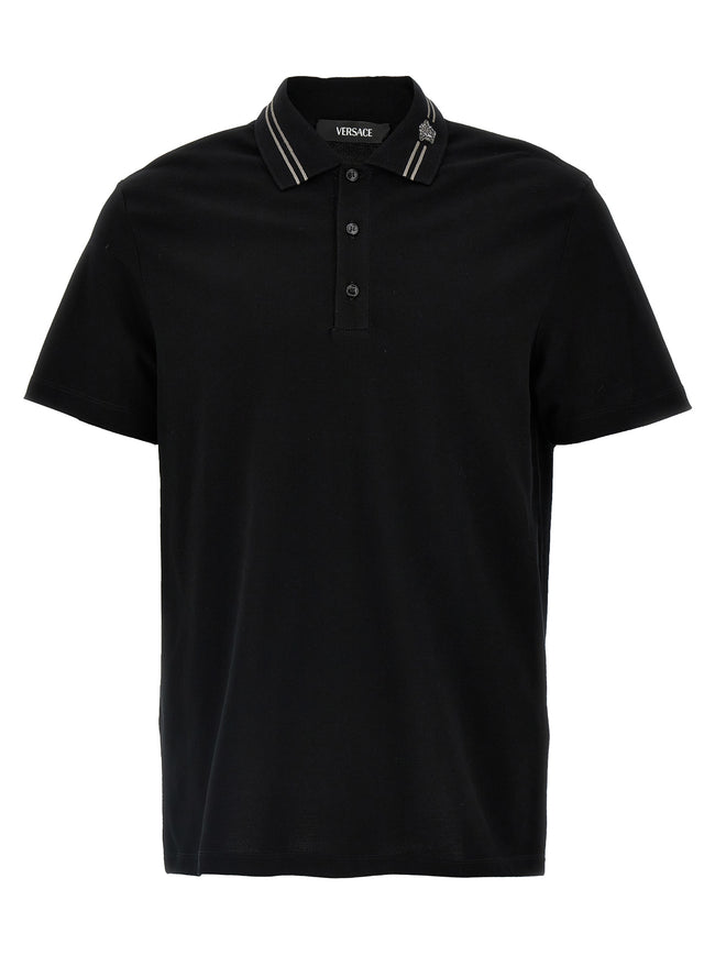 Versace Schwarzes Baumwoll-Poloshirt