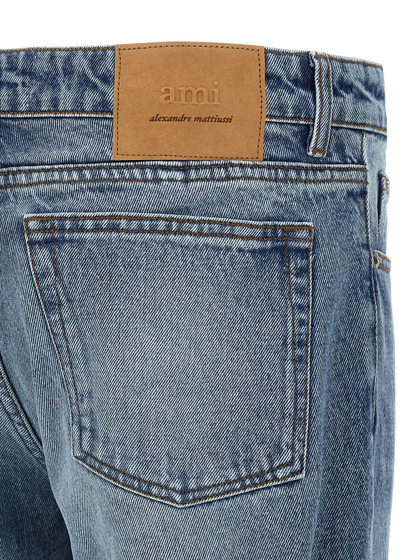 Ami Paris Blaue Jeans aus Baumwolle im geraden Schnitt