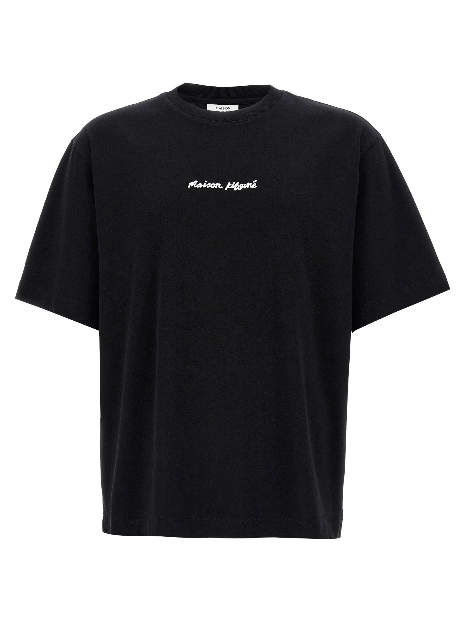 Maison Kitsuné Schwarzes Baumwoll-T-Shirt