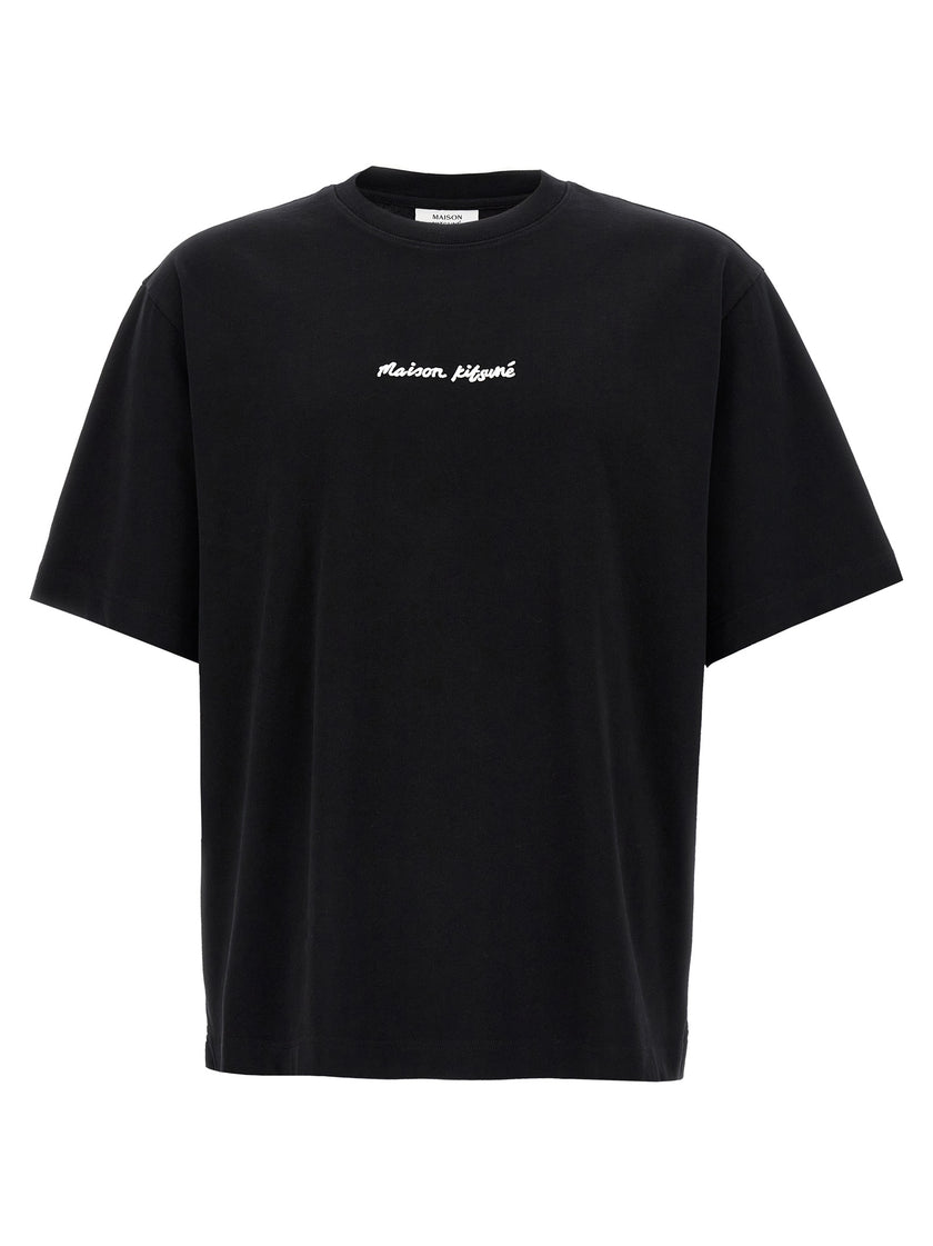 Maison Kitsuné Schwarzes Baumwoll-T-Shirt