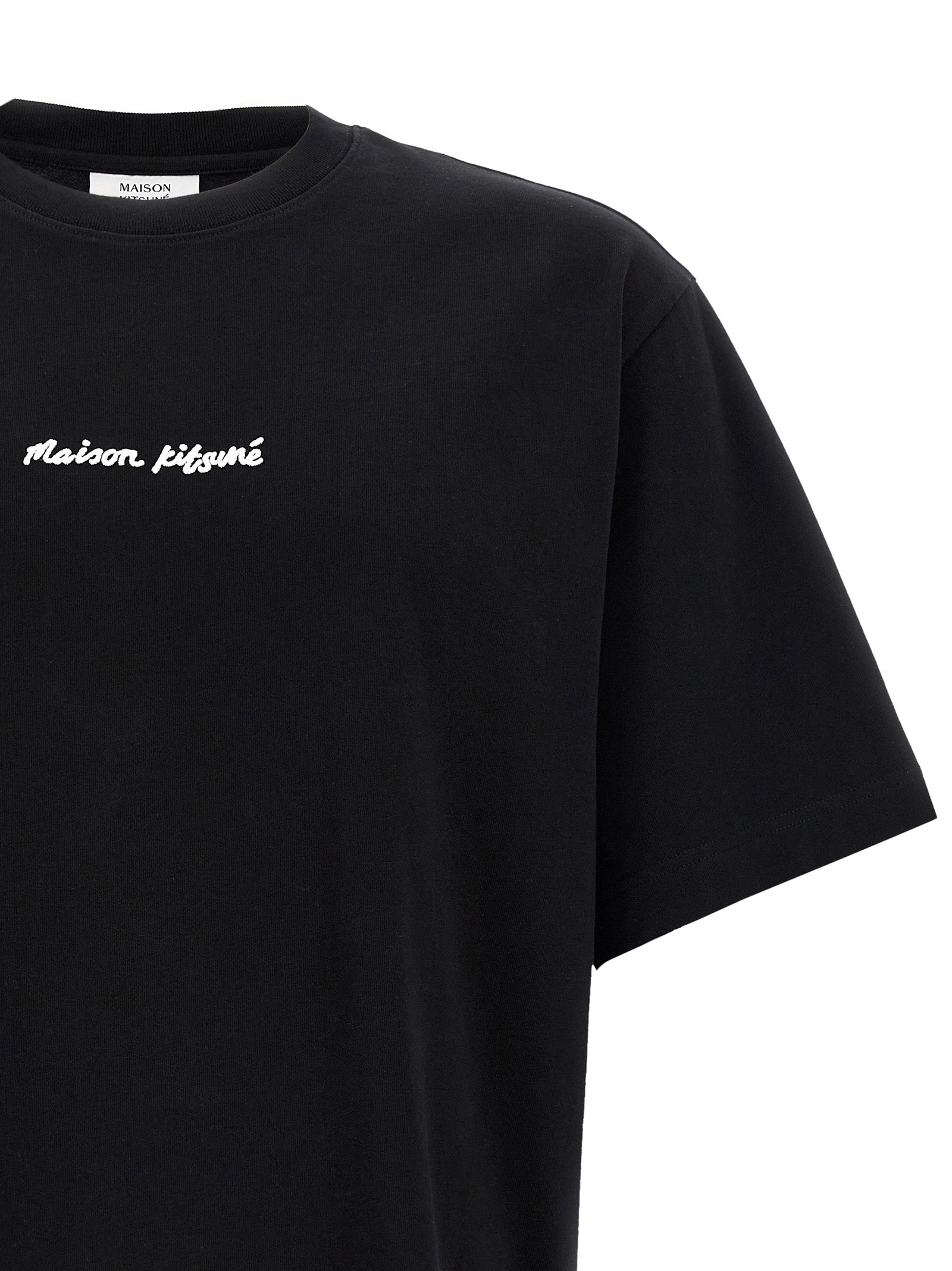Maison Kitsuné Schwarzes Baumwoll-T-Shirt