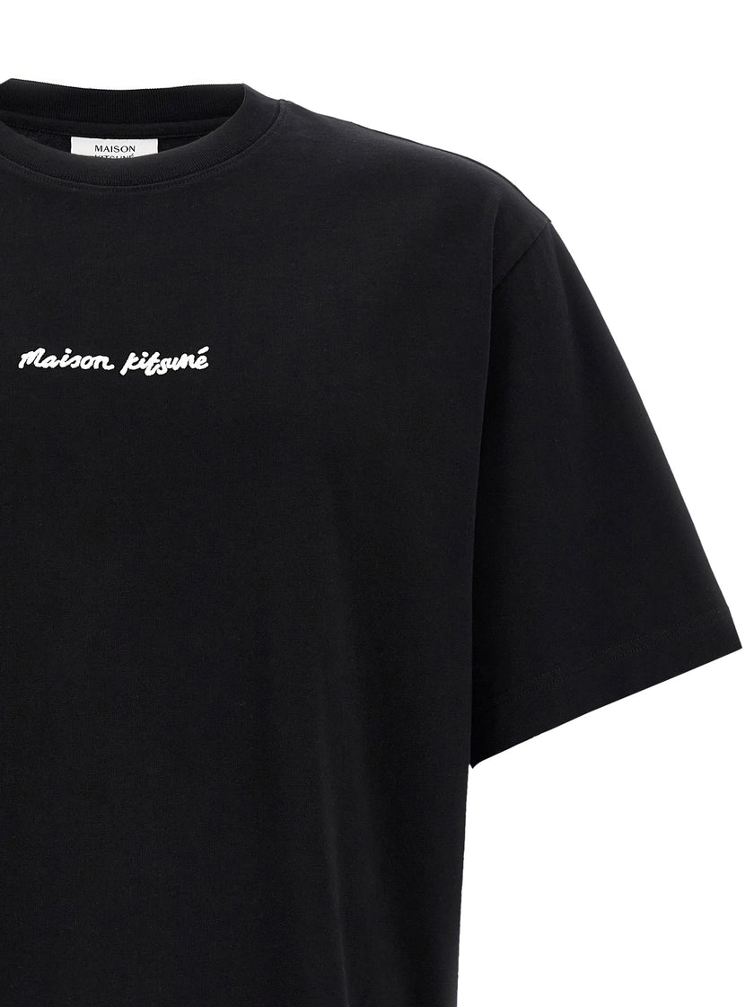 Maison Kitsuné Schwarzes Baumwoll-T-Shirt