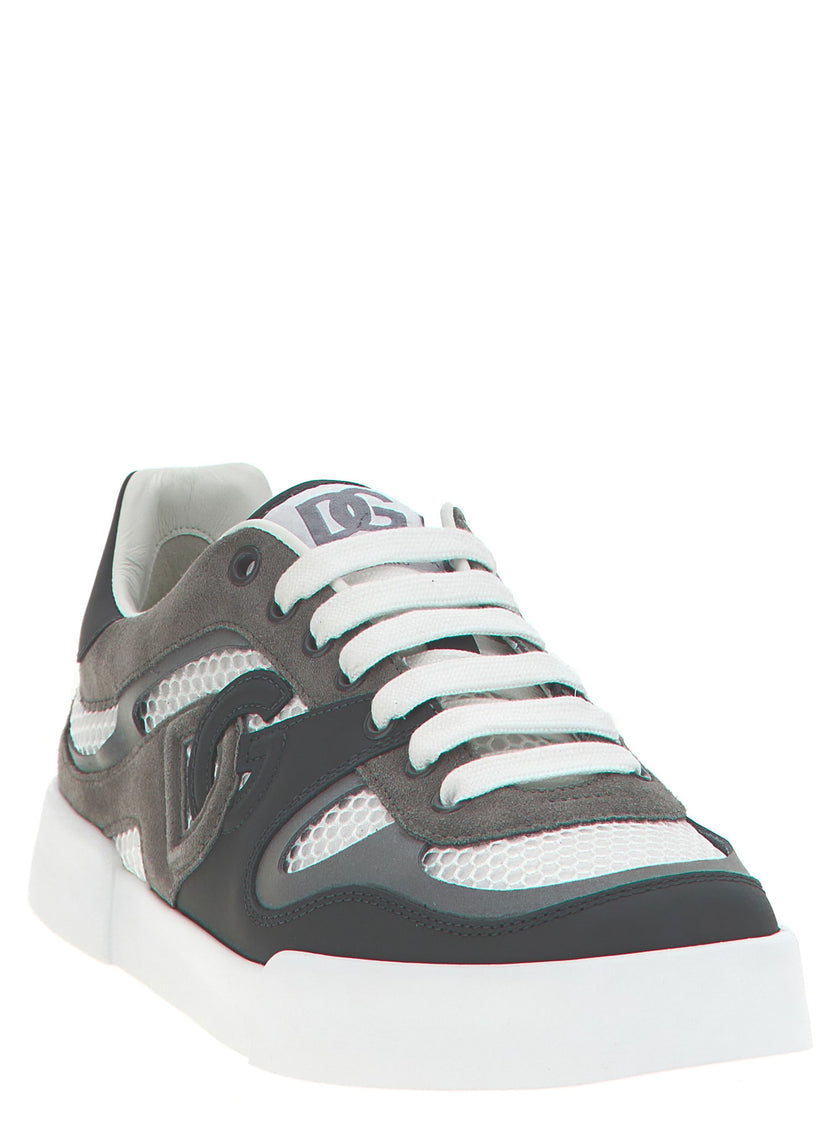 Dolce & Gabbana Graue Kalbsleder-Sneaker im Athletic-Stil