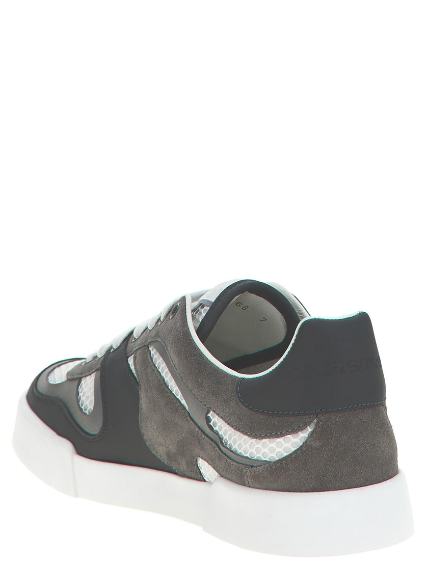 Dolce & Gabbana Graue Kalbsleder-Sneaker im Athletic-Stil