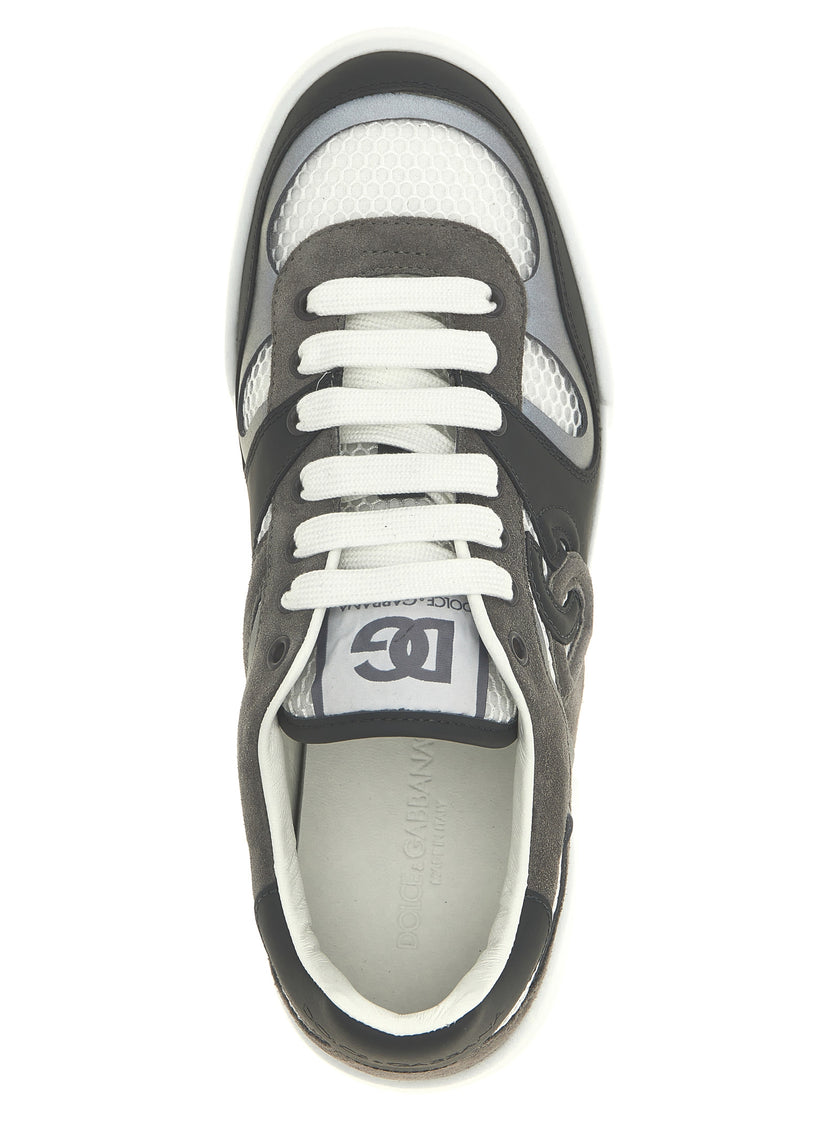 Dolce & Gabbana Graue Kalbsleder-Sneaker im Athletic-Stil