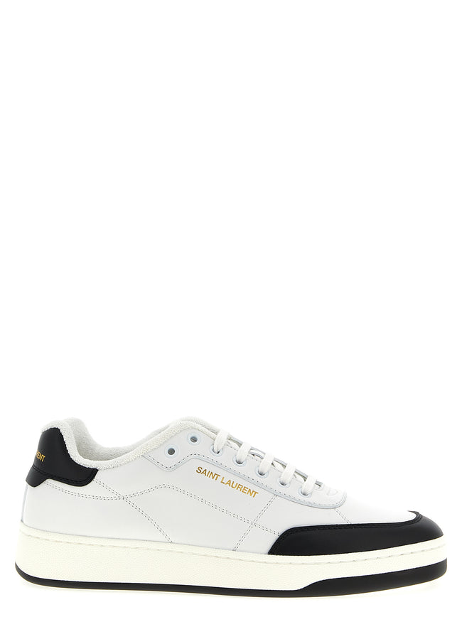 Saint Laurent Bicolor Calfskin Low Top Sneakers