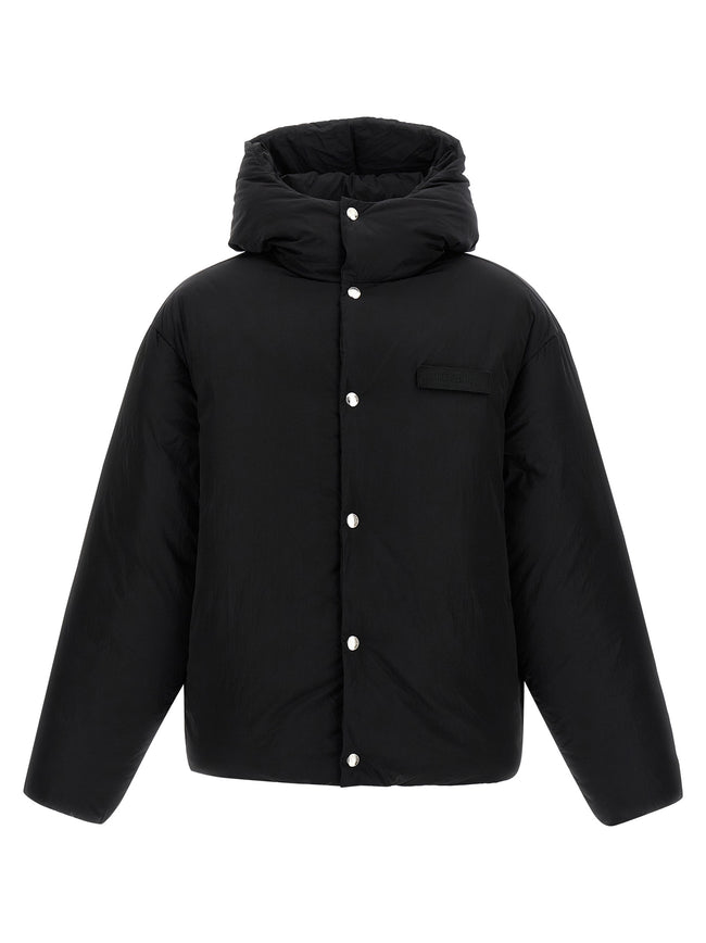 Jacquemus Schwarze Polyamid-Jacke in voller Länge