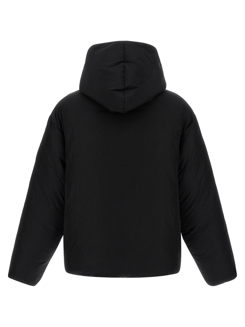Jacquemus Schwarze Polyamid-Jacke in voller Länge
