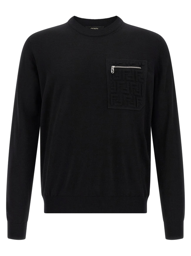 Fendi Schwarzer Cardigan aus Schurwolle