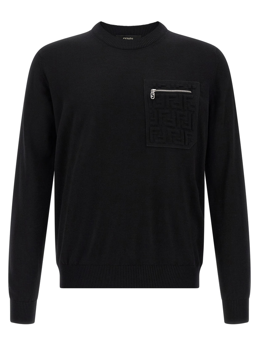 Fendi Schwarzer Cardigan aus Schurwolle