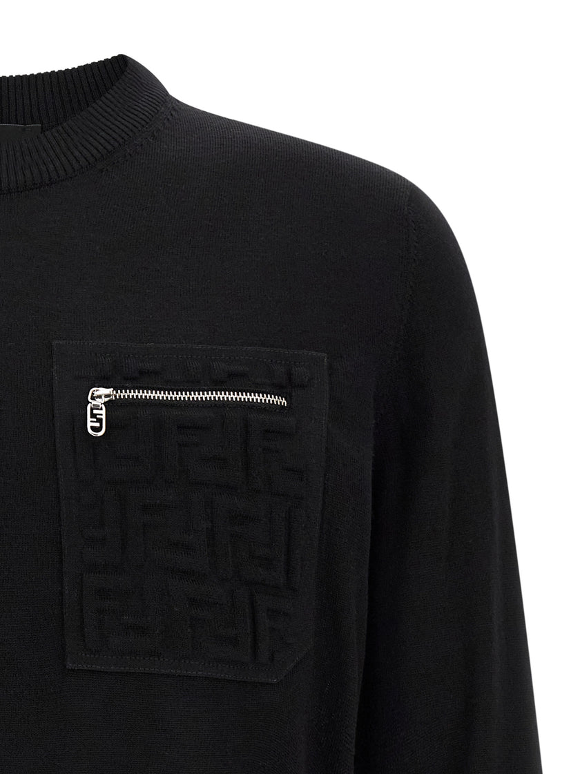 Fendi Schwarzer Cardigan aus Schurwolle
