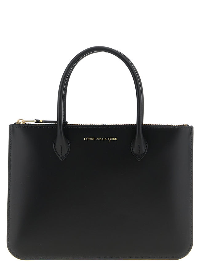 Comme Des Garçons Schwarze Kalbsleder-Handtasche