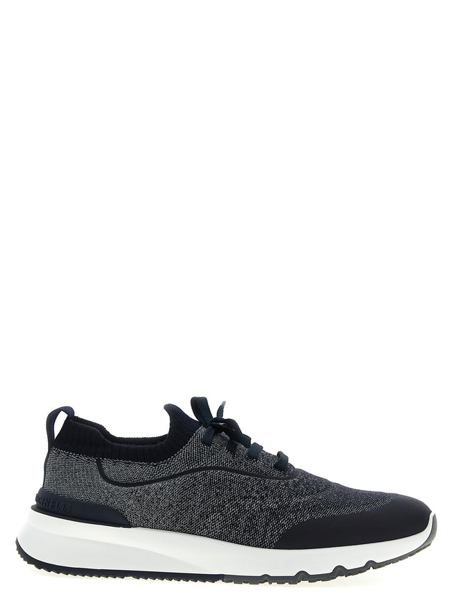 Brunello Cucinelli Athletische Sneaker aus blauer Baumwolle