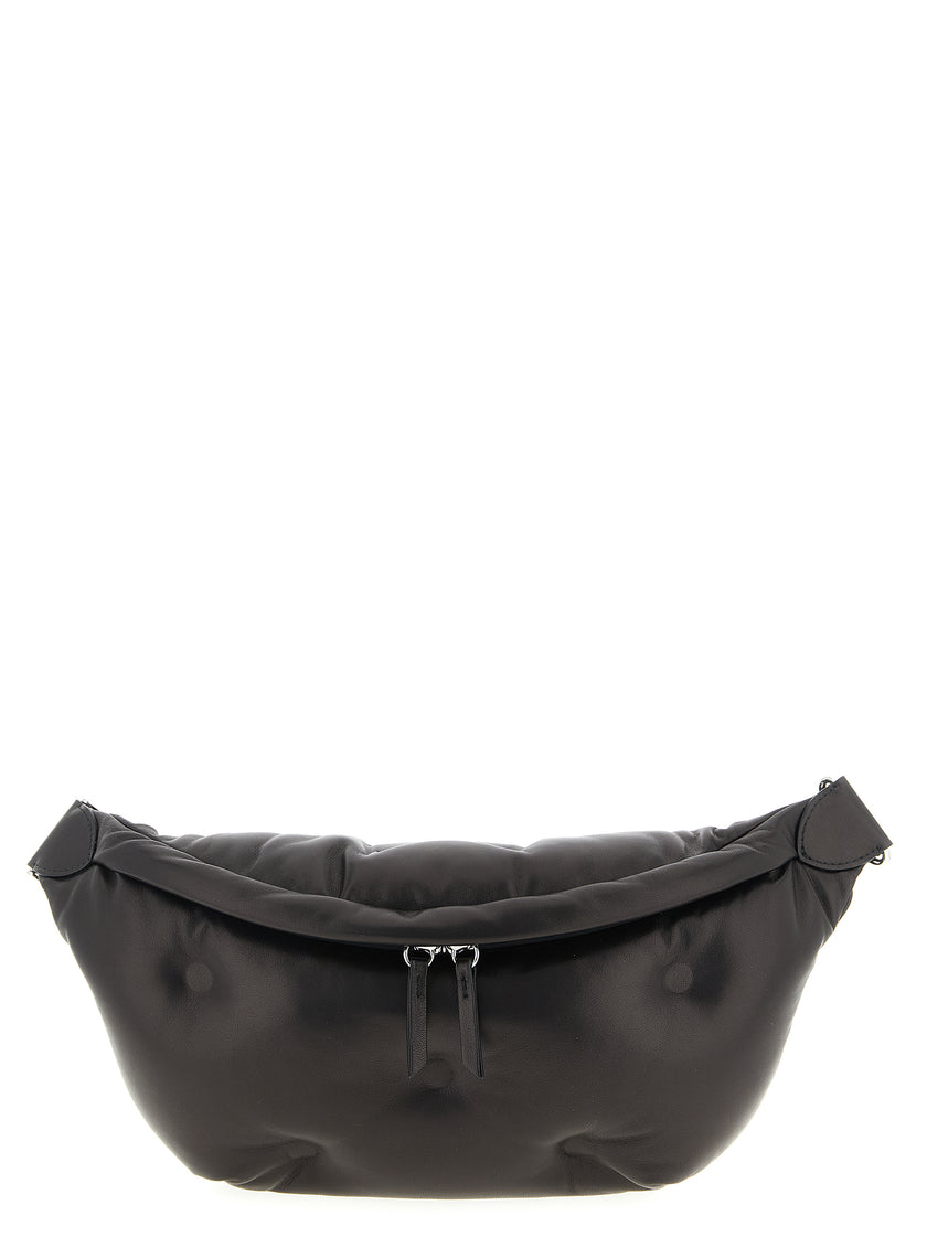 Maison Margiela Schwarze Lammleder Umhängetasche