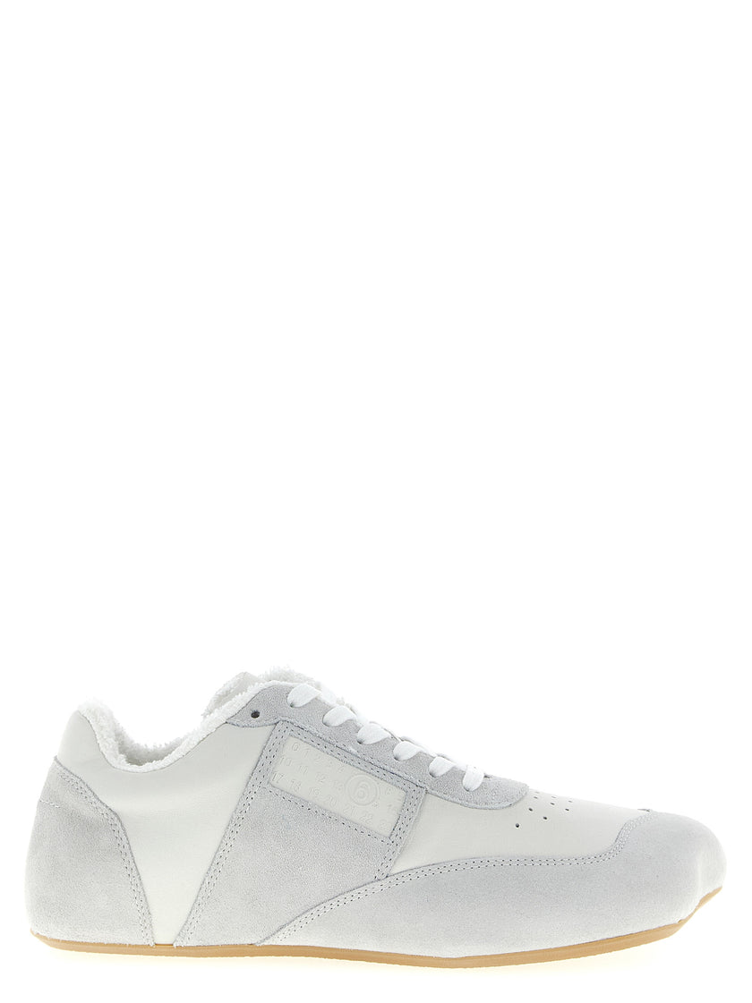 MM6 Maison Margiela Weiße Kalbsleder-Sneaker im Athletic-Look