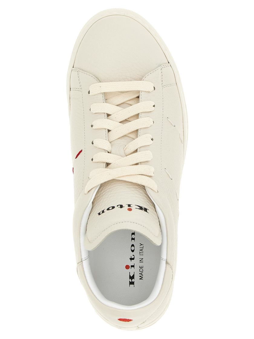 Kiton Weiße Nubukleder Low-Top-Sneaker