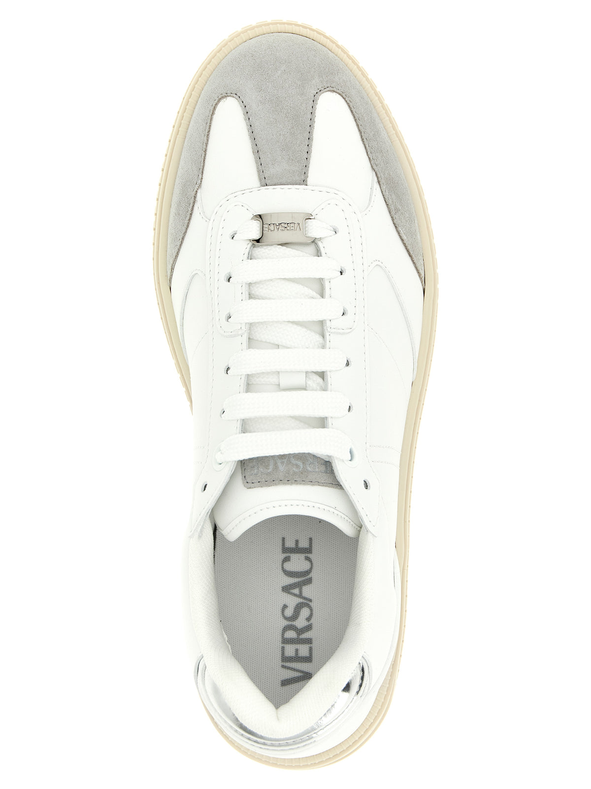Versace Weiße Kalbsleder Low-Top-Sneaker