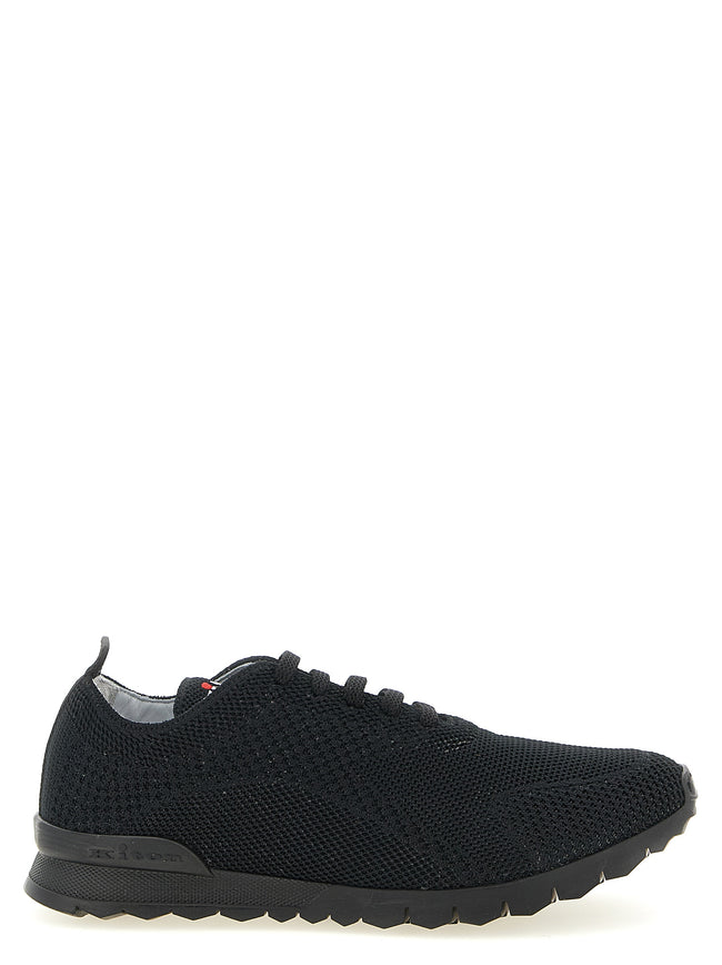 Kiton Schwarze Low-Top-Sneaker aus Baumwolle