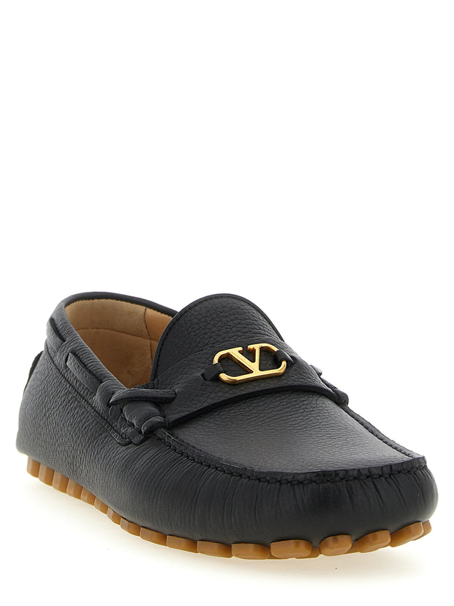 Valentino Garavani Schwarze Loafer aus Kalbsleder zum Hineinschlüpfen