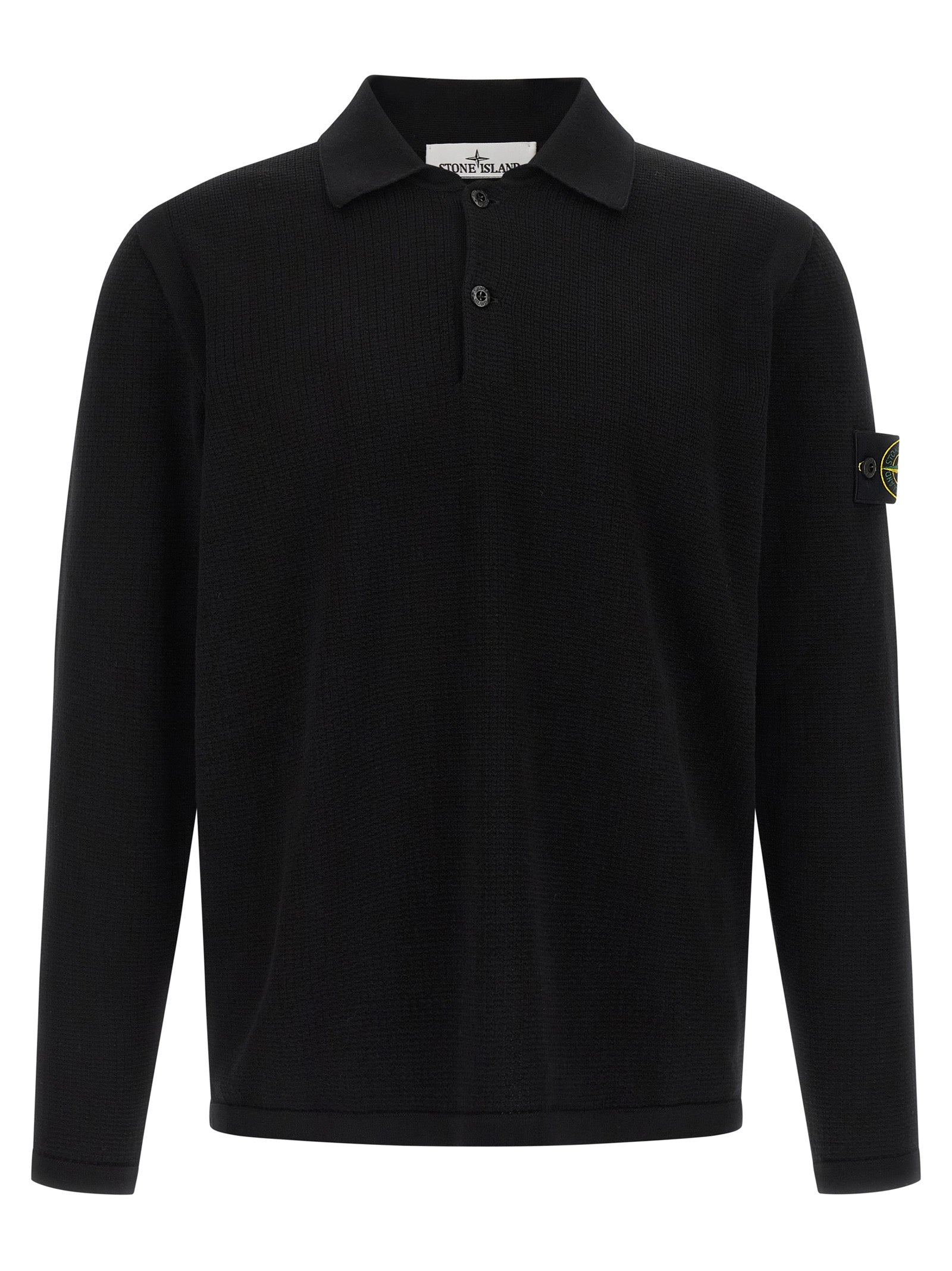 Stone Island Schwarzes Baumwoll-Poloshirt