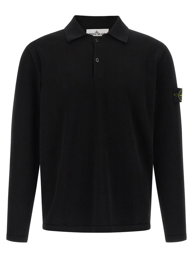 Stone Island Schwarzes Baumwoll-Poloshirt