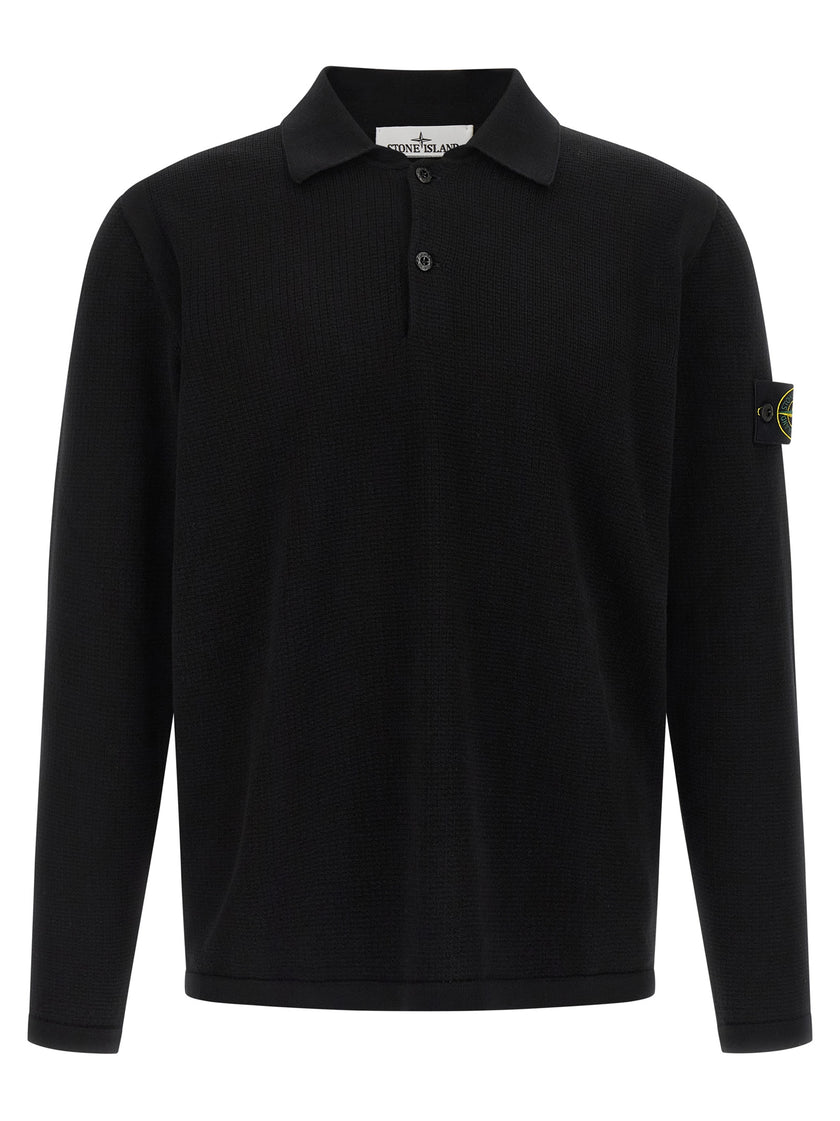 Stone Island Schwarzes Baumwoll-Poloshirt